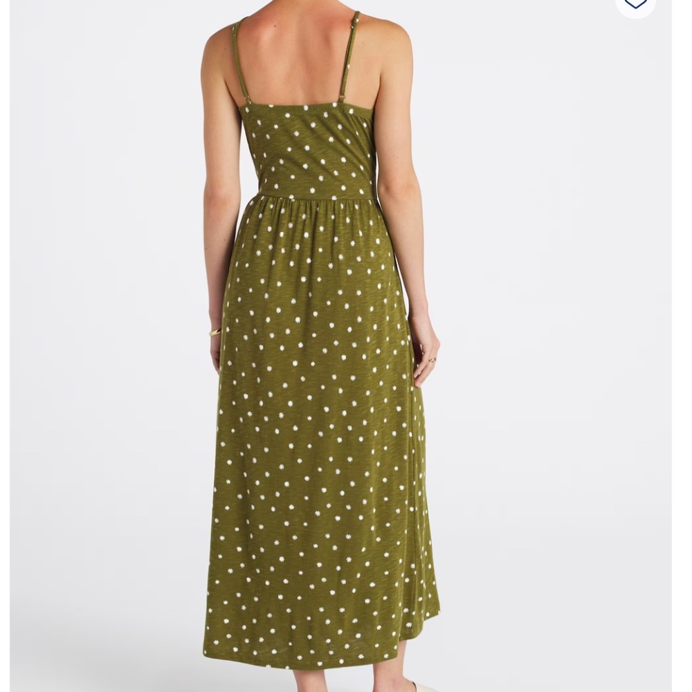 Market & Spruce Mira Spaghetti Strap Maxi Dress M Olive Green Floral Pockets - Picture 10 of 10